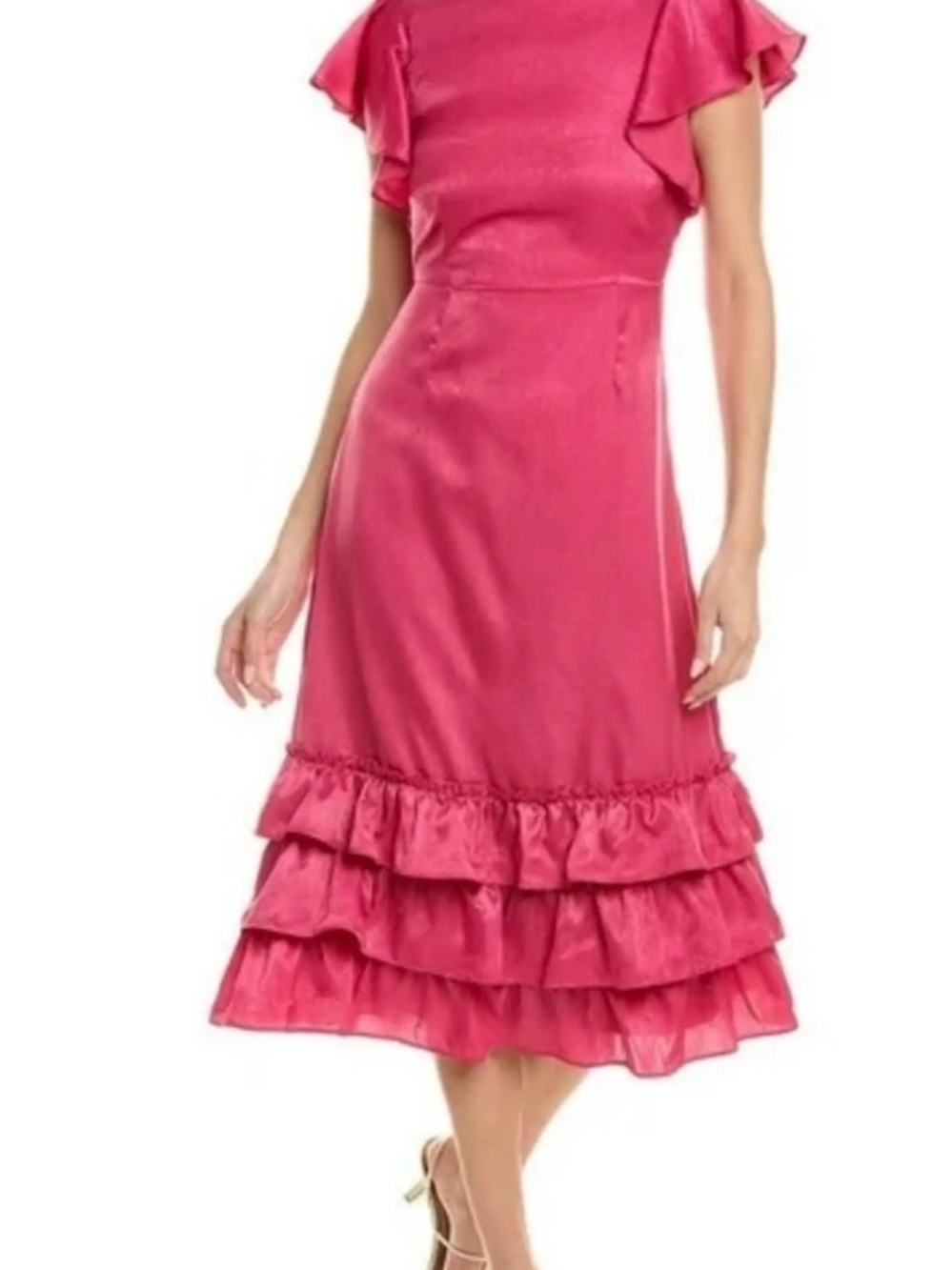Rachel Parcell new without tag Elegant Pink Ruffled Midi Dress